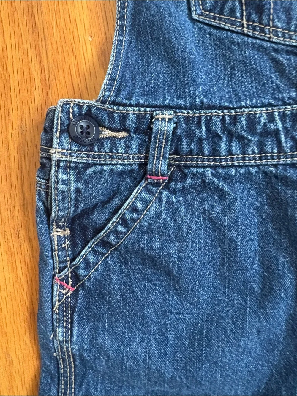 OshKosh B'Gosh Girl Jean Vestback Coveralls 3T Embroidery